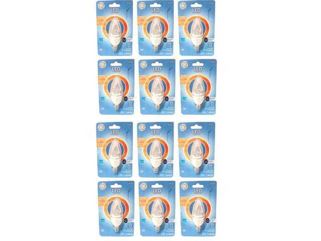 (pack of 12 bulbs) GE 37152 LED Decorative Light Bulb, Candle shape, Candelabra base, Daylight, 4.2 watt LED Light Bulb