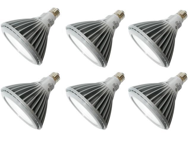 (case of 6) GE LED PAR38 - 14 watt, 840 Lumen, 40 Deg. Flood, 2700K Warm White, silver, medium base, dimmable