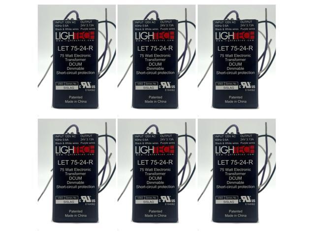 (case of 6) GE 66951 - 75 watt Output 120 volt Input Electronic Halogen Transformer (GELT75A12024SL 66951)