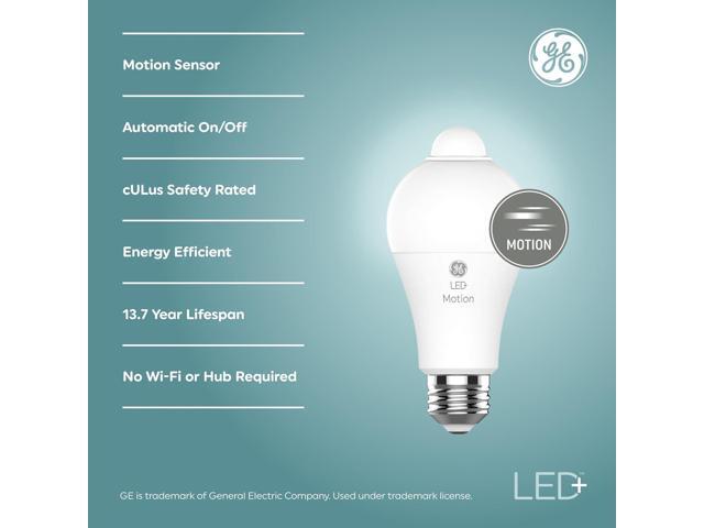 GE LED+ Motion Sensing LED Light Bulb, 12 watts, 1100 lumens, 75 watt replacement, warm white, lights automatically when motion is detected, LED...