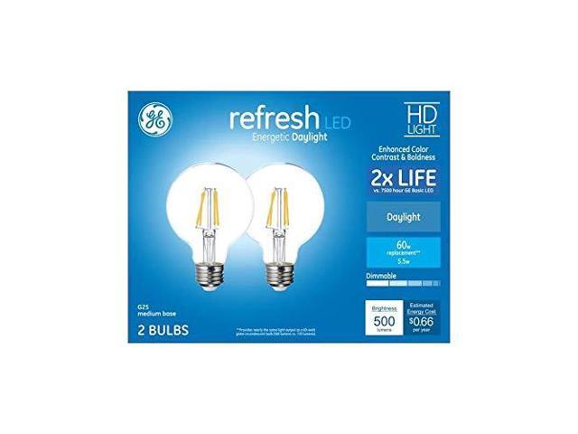 GE Refresh HD 60-Watt EQ G25 Daylight Medium Base (e-26) Dimmable LED Light Bulb (2-Pack)Item #952452 Model #42277