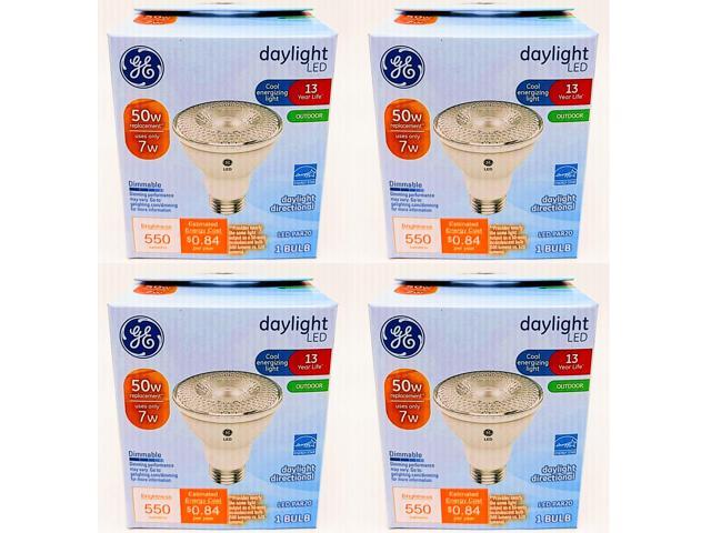 (case of 4) GE Outdoor LED Floodlight, PAR20 Bulb, 50W Equivalent, Daylight, Dimmable, 550 lumens, 7 watts