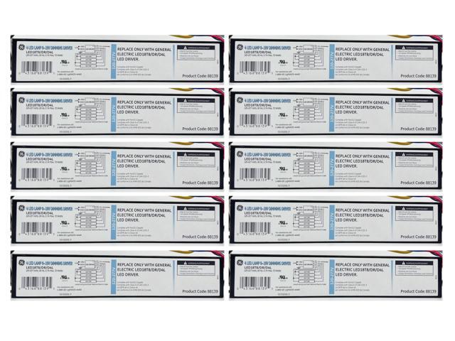 (case of 10) GE 88139 Constant Current T8 LED tube 4-lamp LED Driver, 72 watt 120/277 volt Electronic Dimmable LED Driver (LED18T8/DR/D4L)