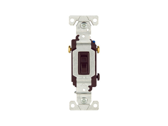 Eaton toggle switch, 15A, Wall, 120V, Back and side, push wire, Non-grounding, B