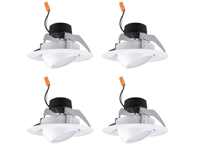 (pack of 4) Hubbell LiteBox LBEB4A6L27K9 WH LED Downlight Retrofit Kit, Adjustab