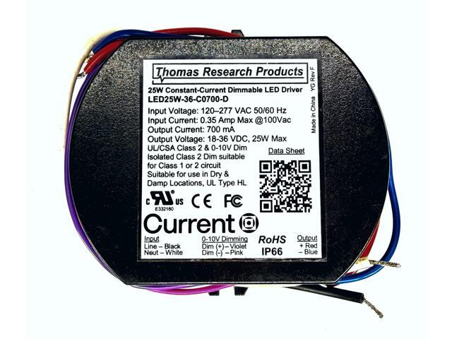 HUBBELL THOMAS RESEARCH PRODUCTS LED25W-36-C0700-D CONSTANT CURRENT LED DRIVER
