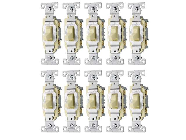 (case of 10) Eaton CS120A 20-Amp 120/277-volt Commercial Grade Single Pole Compa