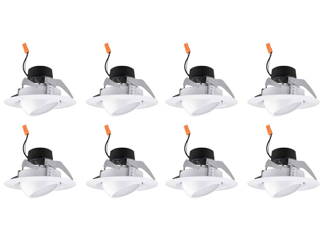 (case of 8) Hubbell LiteBox LBEB4A6L35K9 WH LED Downlight Retrofit Kit, Adjustable Eyeball, 4 inch round, 3500K, 630 lumens, 9.5 watt, Dimmable...