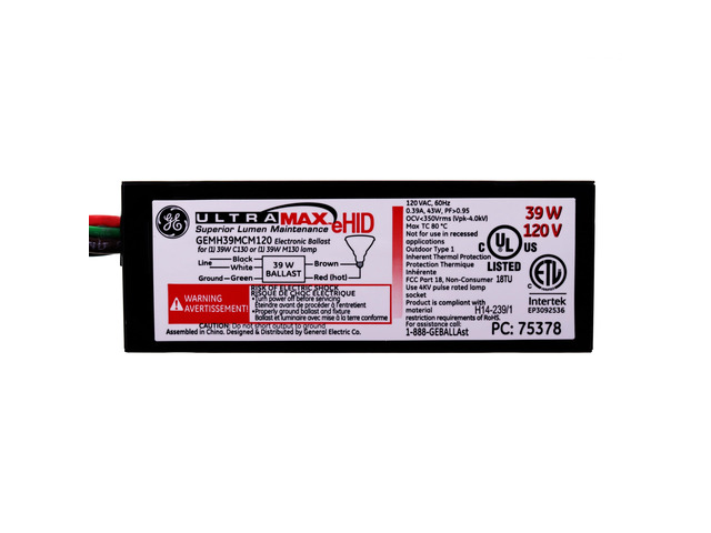 75378 - GEMH39-MCM-120 GE HID UltraMax eHID Electronic Low Frequency Ballast