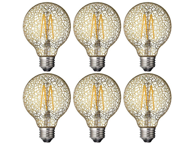 (case of 6) GE Lighting relax LED HD Soft White LED Decorative Crackle Glass G25
