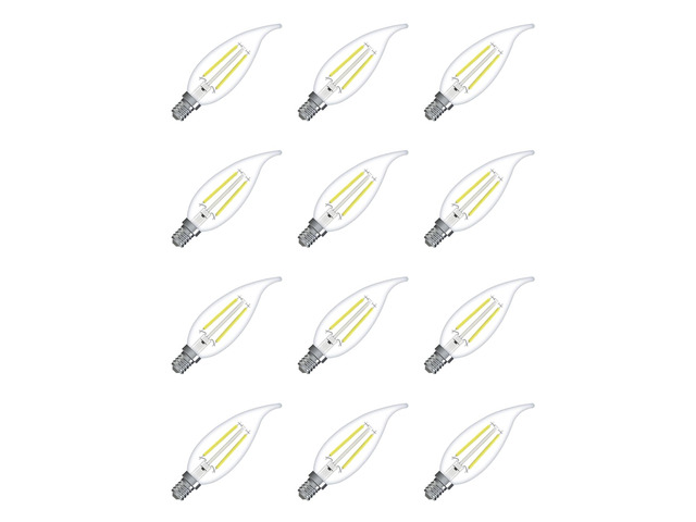 (case of 12 bulbs) GE 76915 LED Chandelier Bulb, Candelabra Screw Base Nostalgic