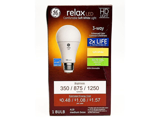 GE 3-WAY RELAX A19 LED BULB 30/70/100 WATTS NON-DIMMABLE 1 PACK