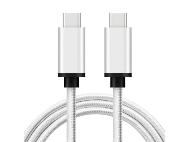 eCables USB-C to USB-C 60W Premium Fast Charging Cable Braided, Silver 6 ft.