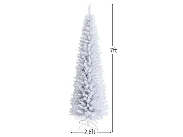 Costway 7ft Unlit Artificial Slim Christmas Pencil Tree w/ Metal Stand White
