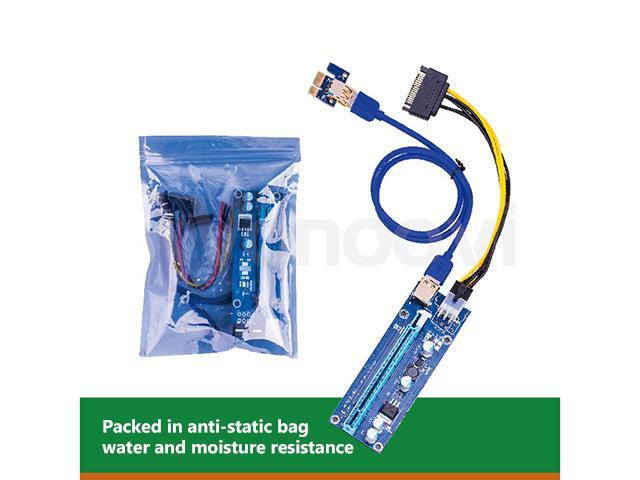 PCI-E Riser for Bitcoin/Litecoin/ETH coin, GPU Extension Cable, PCle VER 009S 16X to 1X (6PIN/MOLEX/SATA) Mining Powered Riser Adapter Card with...