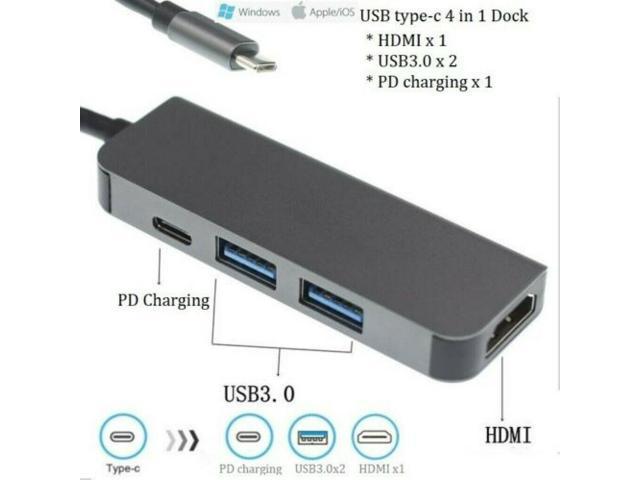 FRCOLOR Type-C USB Hub 7 Ports Aluminum Dock USB Hub Card Slots Video Output Multifunction Data Hub for Laptop