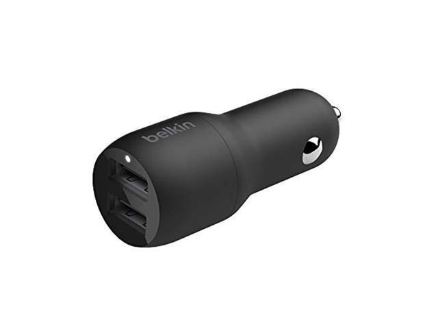 belkin ccb001btbk dual usb car charger 24w (boost charge dual port car charger, 2-port usb car charger) iphone car charger, android car charger ,.