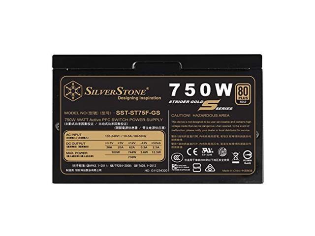 Silverstone 750W, ATX, single +12V rails with 62A output, Silent 120mmFan with 18dBA, efficiency 80Plus Gold certification, fully modular cable,...