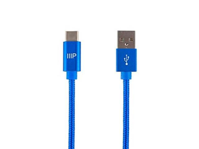 Monoprice Nylon Braided USB C to USB A 2.0 Cable - 6 Feet - Blue Type C, Fast Charging, Compatible With Samsung Galaxy S10/ Note 8, LG V20 and...