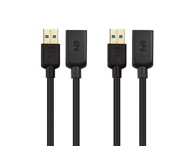 cable matters 2-pack usb to usb extension cable (usb 3.0 extension cable) in black 6 ft for oculus rift, htc vive, playstation vr headset and more