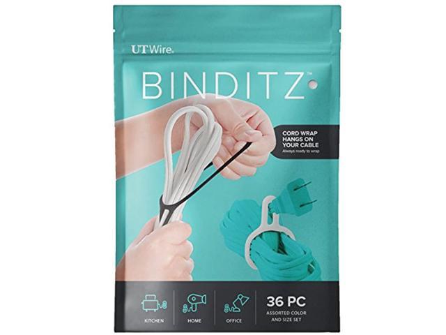 ut wire attachable binditz silicon cable wrap for home kitchen small appliances computer hair dryer cords in white/black set of 36 assorted sizes. photo