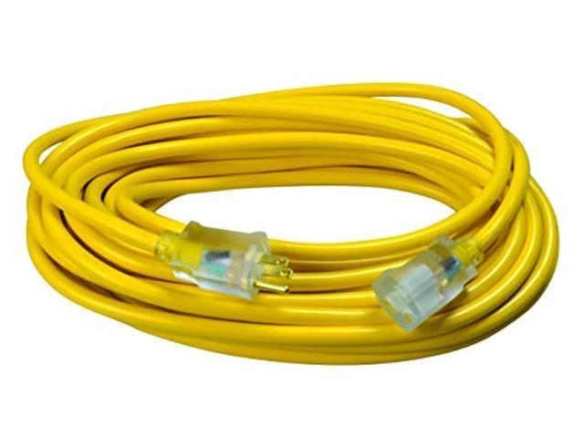 southwire 2588 50-ft 12/3 sjtw outdoor, american made heavy duty 3 prong commercial use, gardening, and major appliances extension cord, yellow photo