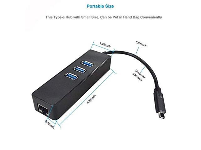 eagle electronics usb type c 3.1 g1 3-port hub with gigabit (10/100/1000mbps) ethernet adapter (usb type c 3.1 g1 3-port hub with gigabit...