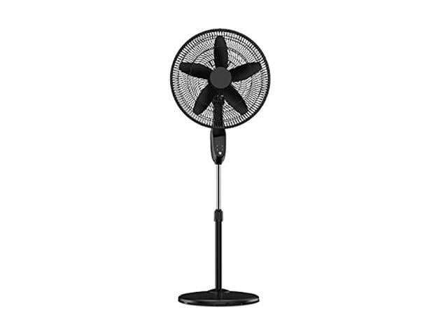 pelonis pfs45a5bbb 18 inch 5-blade oscillating, adjustable standing pedestal remote, led display, 5 speed setting and 7-hour timer fan, black