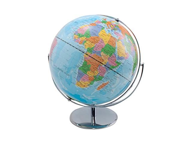 Advantus 12-Inch Globe with Blue Oceans Silver-Toned Metal Desktop Base Full-Meridian 30502