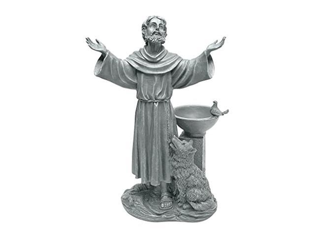 design toscano je14106 st. francis' blessing religious garden decor statue bath bird feeder, 19 inch, greystone (846092000760 Home & Garden) photo