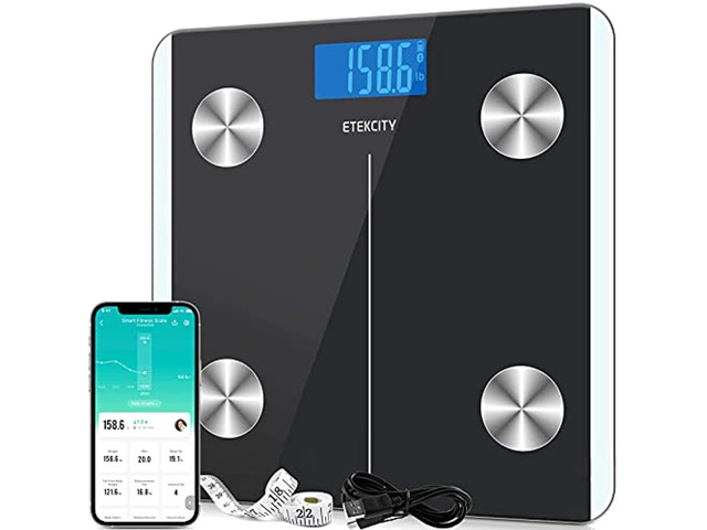 Etekcity Digital Body Weight Scale, Smart Bluetooth Rechargeable Body Fat Analyzer Tracks 13 Key Compositions, 400 lbs