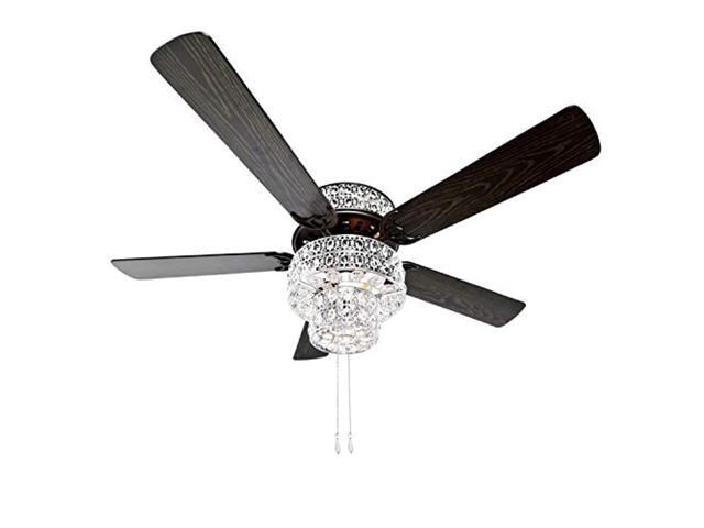 river of goods glam 52 inch width crystal double-lit led ceiling fan, clear
