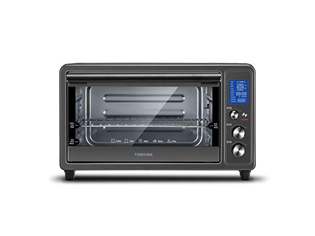 Toshiba Speedy Convection Toaster Oven Countertop with Double Infrared Heating, 10-in-1 with Toast, Pizza, Rotisserie, Larger 6-slice Capacity, 1700W, Black Stainless Steel, Includes 6 Accessories (B089LZT9CL)