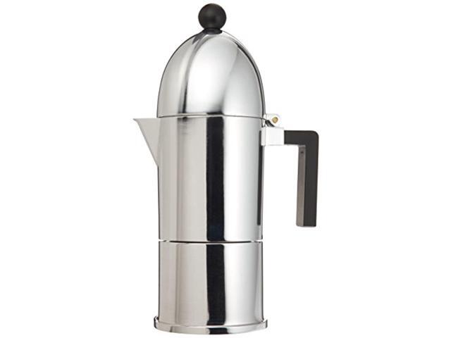 alessi a9095/6 b la cupola 6-cup silver aluminum espresso maker with black handle