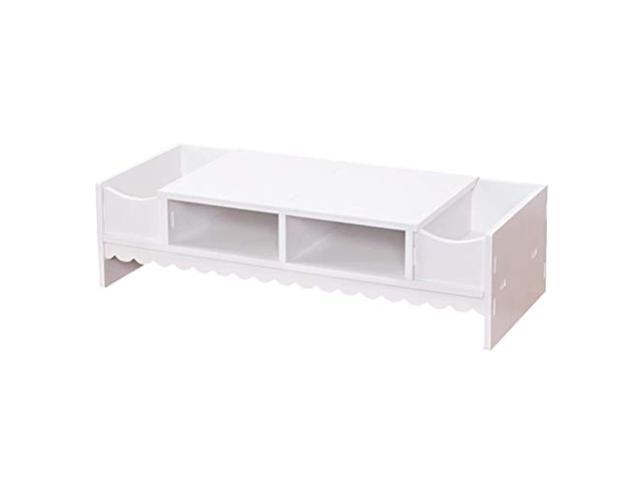 stobok monitor stand with drawer laptop pc monitor riser rack holder desk organizer tabletop storage cabinet wooden white