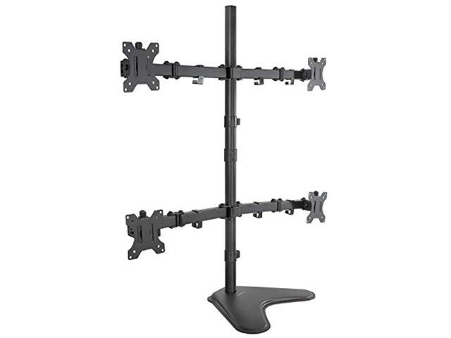 mount-it! quad monitor stand height adjustable free standing 4 screen mount fits monitors up to 32 inches black, steel mi-2784