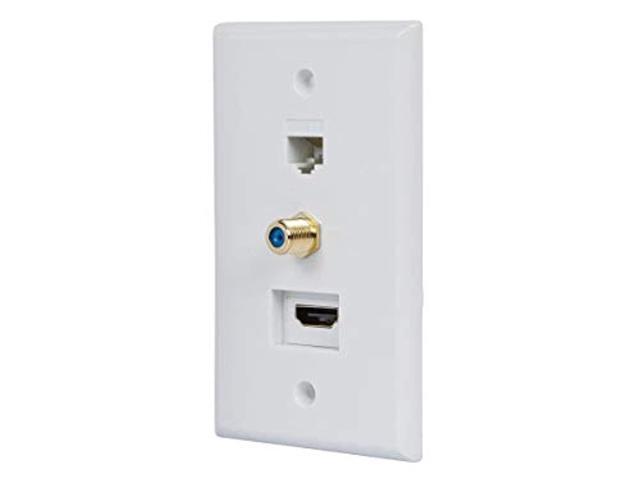 Monoprice Recessed HDMI Wall Plate With 1* HDMI F/F Adapter, 1*RJ45 Cat5e Coupler & 1* F Connector Gold Plated