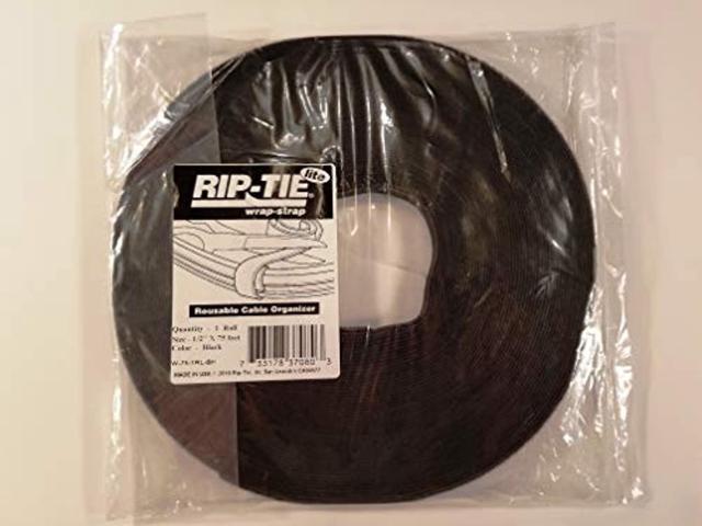 RIP-TIE W-75-1RL-BK Cable Tie Roll, 75 ft L, Black, Nylon, Polyethylene, 50 lb