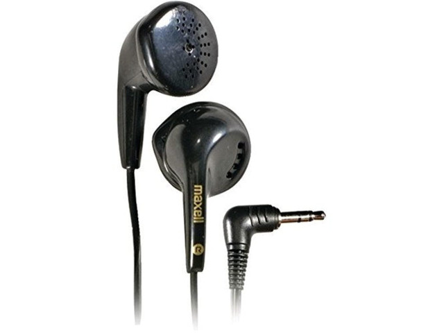 maxell 190560 lightweight extended use anisotropic ferrite magnet driver dynamic sound reproduction stereo ear bud - black (value)