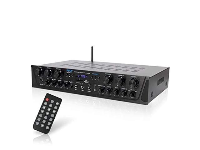wireless home audio amplifier system-bluetooth compatible sound stereo receiver amp - 6 channel 600watt power, digital lcd, headphone jack, 1/4".