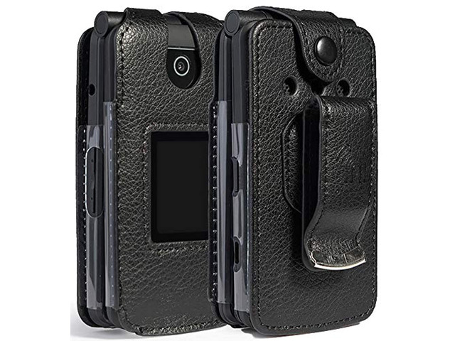 Black Vegan Leather Case with Belt Clip for Coolpad Snap Phone 3312A, 3311A