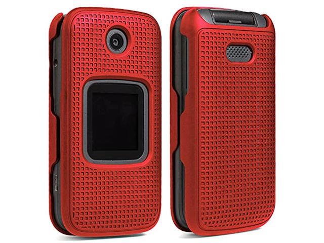 case for alcatel smartflip/go flip 3, nakedcellphone [red] protective snap-on cover [grid texture] for alcatel go flip 3, alcatel smartflip phone...