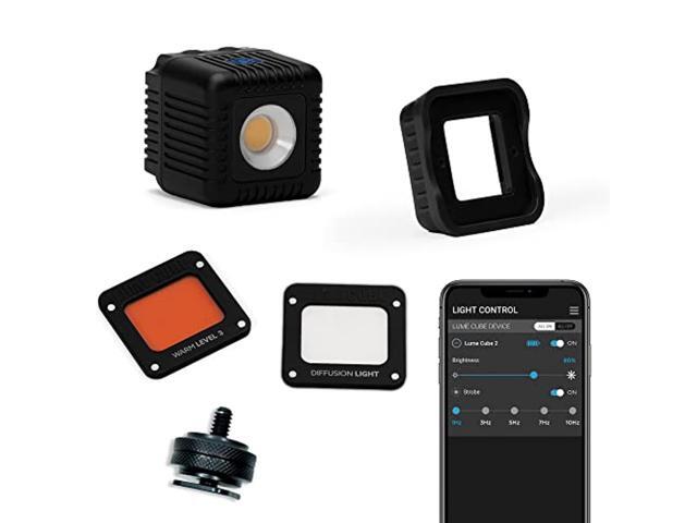 lume cube 2.0 portable lighting kit 6-piece led lighting kit with diffusion and gels adjustable brightness, waterproof, indoor studio & outdoor.