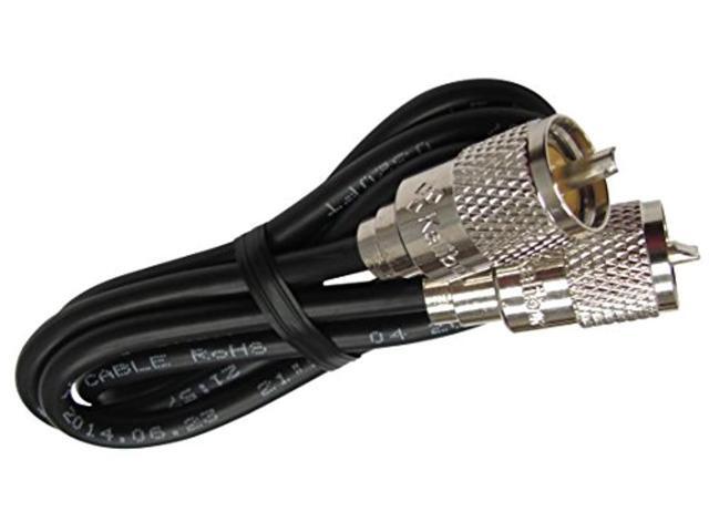 50' rg8x black coax cable with pl259 connectors on each end
