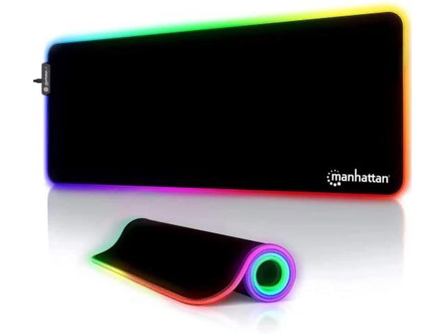 manhattan xxl rgb gaming mouse pad - extra large extended soft led mousepad, anti-slip rubber base, water resistant, adjustable color computer.