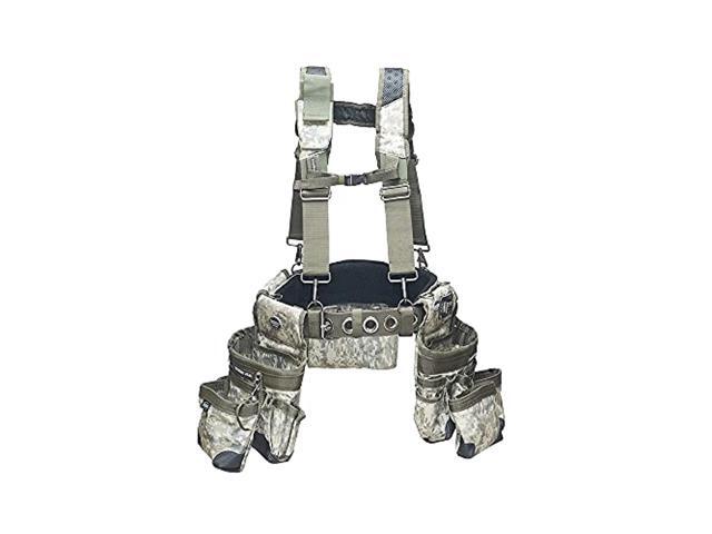 bucket boss 3 bag tool bag set with suspenders in digital camo, 55185-digc