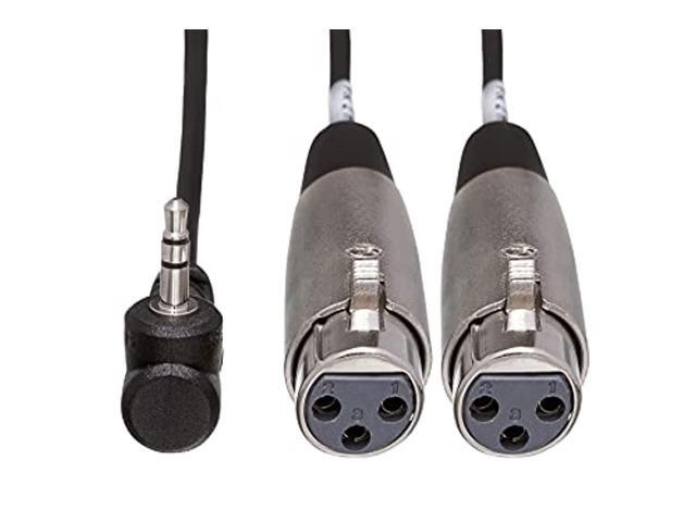 Hosa Microphone Cable, Dual XLR3F to Right-angle 3.5 mm TRS, 1 ft