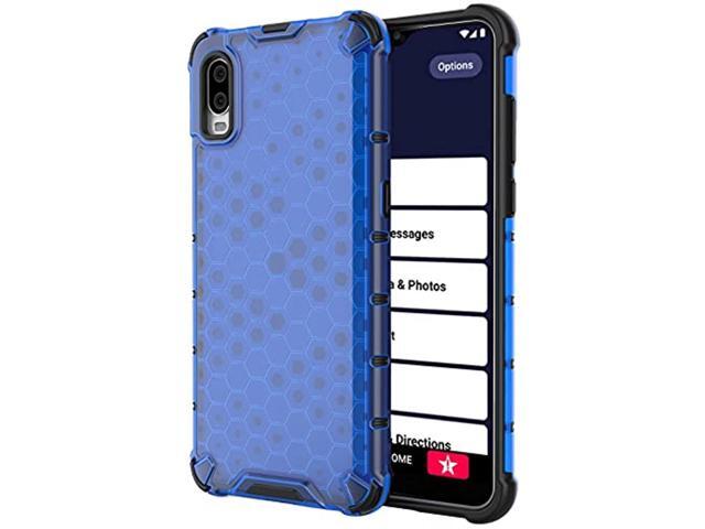 Electric Blue Honeycomb Hybrid Case Cover for Lively Jitterbug Smart 3 Phone