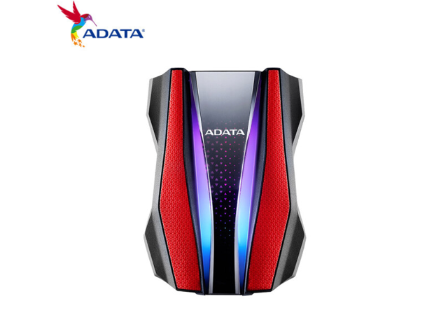ADATA 2TB mobile hard drive USB3.2 Gen1 compatible with USB2.0 HD770G IP68 dustproof and waterproof RGB colorful light bar