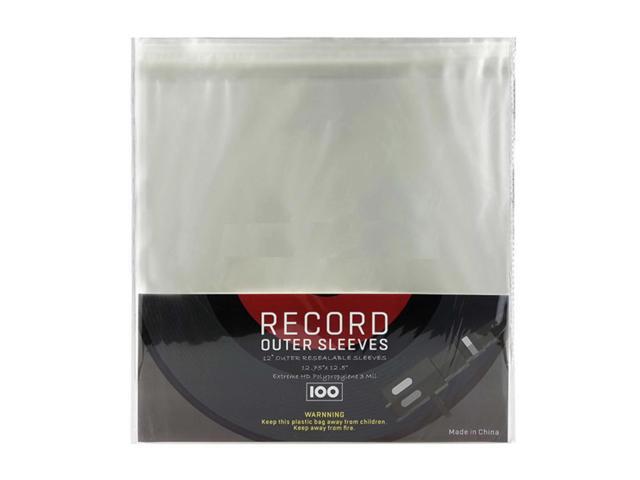 12.5' Heavy Duty Vinyl Disc LP Record Jacket Cover with re-sealable flap - pack of 25